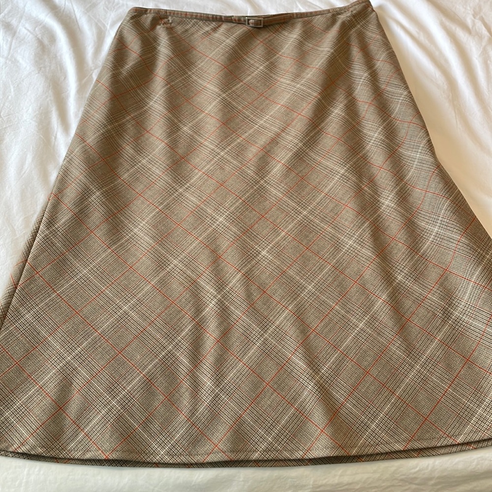 The Limited orange & brown plaid skirt. Perfect for work or professional dinner!